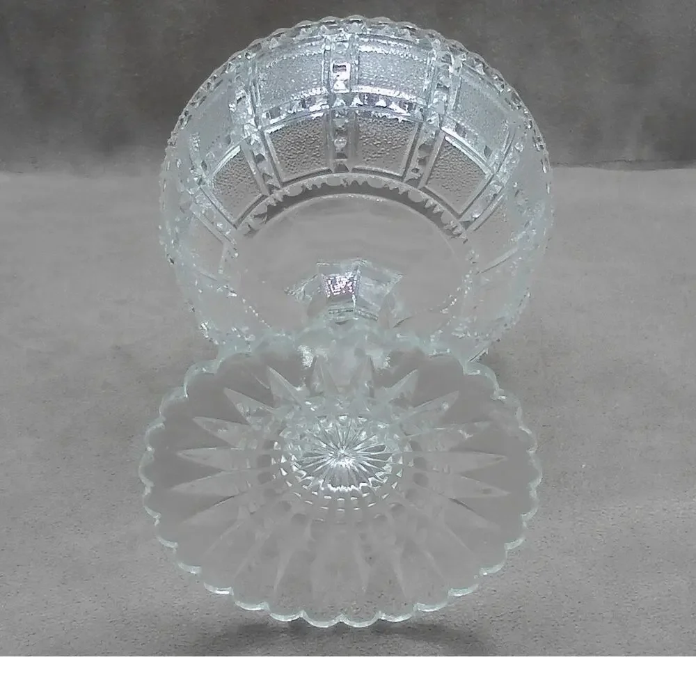 Imperial Footed Open Jam/Jelly Beaded Block Clear Pedestal Compote Vintage Glass